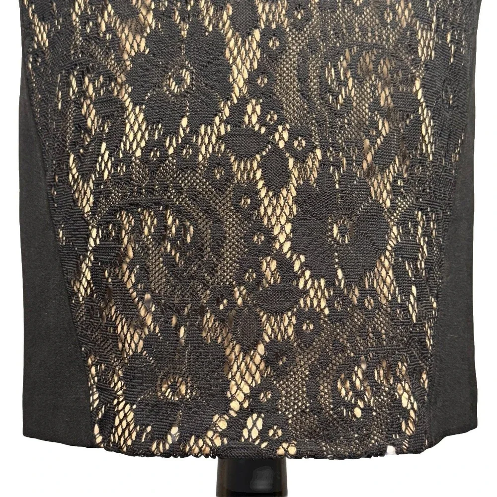 Adrianna Papell Womens Dress Size 4 Black Lace Sleeveless Zipper Back Crew Neck - Picture 4 of 16
